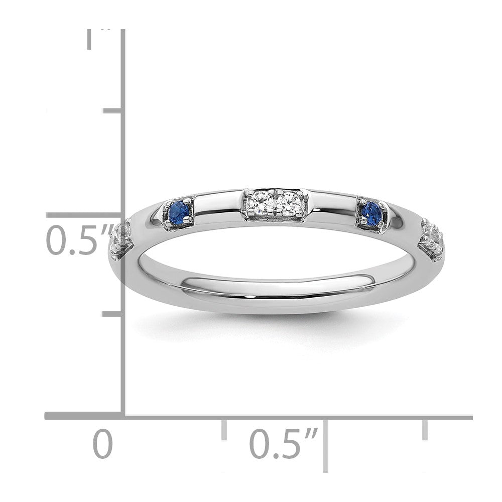 14k White Gold Stackable Expressions Cr. Sapphire and Dia. Ring