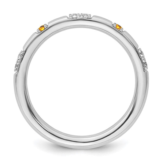 14k White Gold Stackable Expressions Citrine and Diamond Ring
