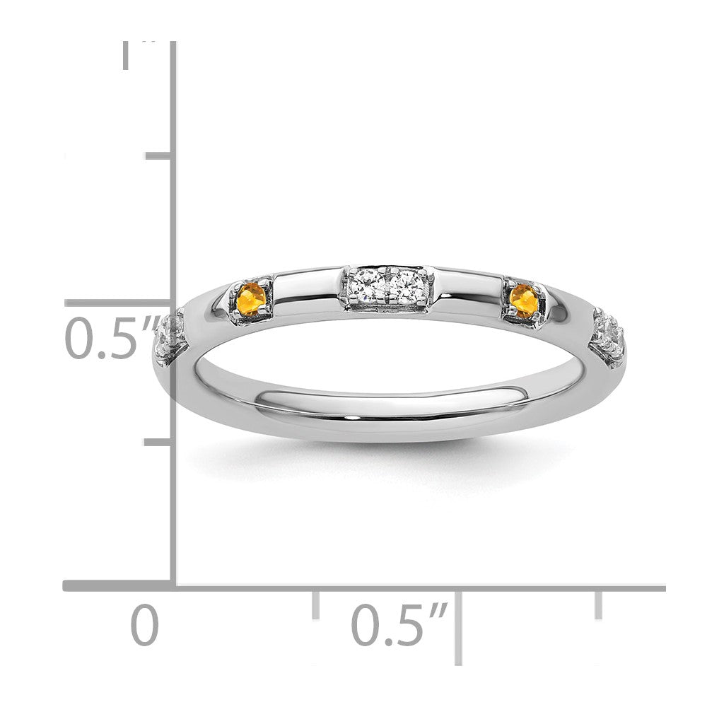 14k White Gold Stackable Expressions Citrine and Diamond Ring