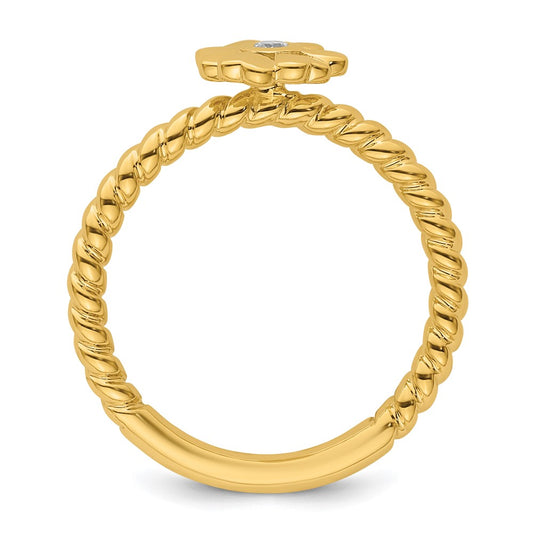 14k Stackable Expressions Diamond Flower Twisted Ring