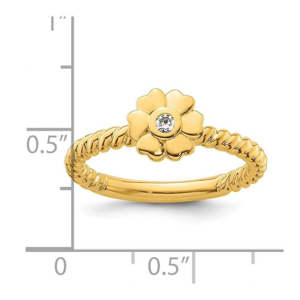 14k Stackable Expressions Diamond Flower Twisted Ring