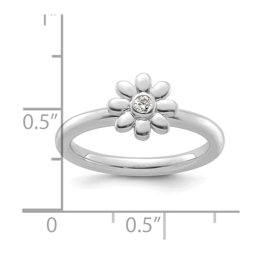 14k White Gold Stackable Expressions Diamond Flower Ring