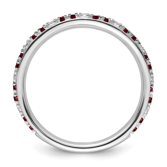 14k White Gold Stackable Expressions Garnet and Diamond Ring