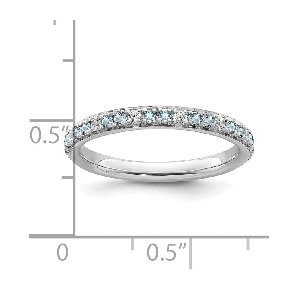 14k White Gold Stackable Expressions Aquamarine and Diamond Ring