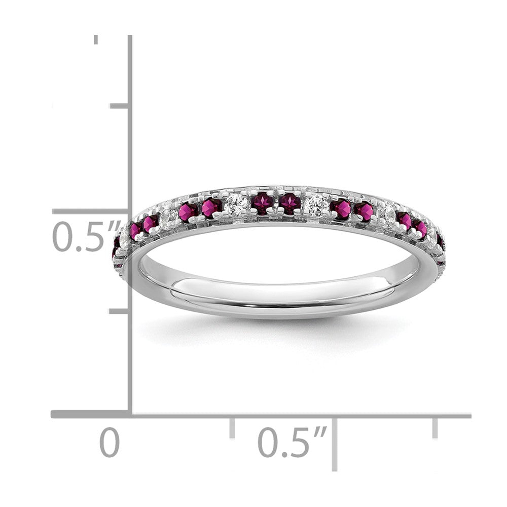 14k White Gold Stackable Expressions Rhodolite Garnet and Dia. Ring