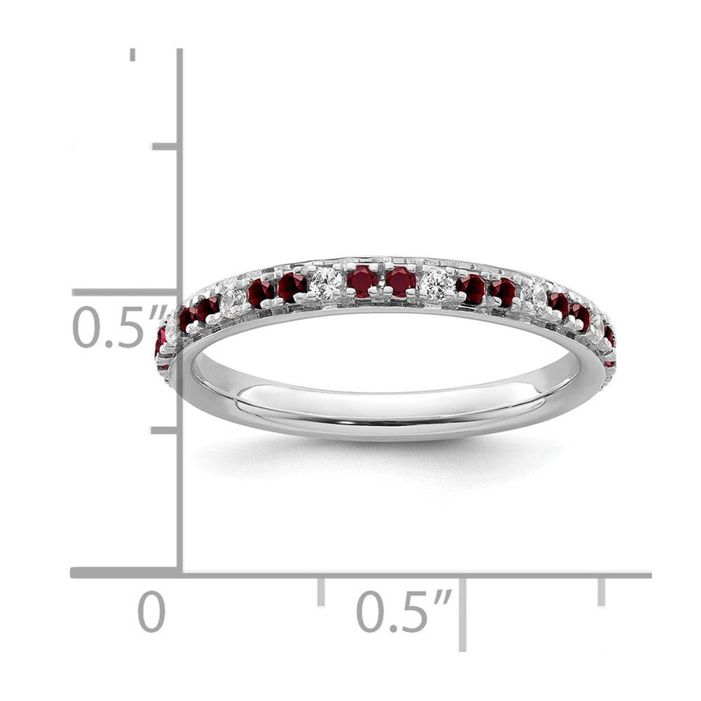 14k White Gold Stackable Expressions Created Ruby and Dia. Ring