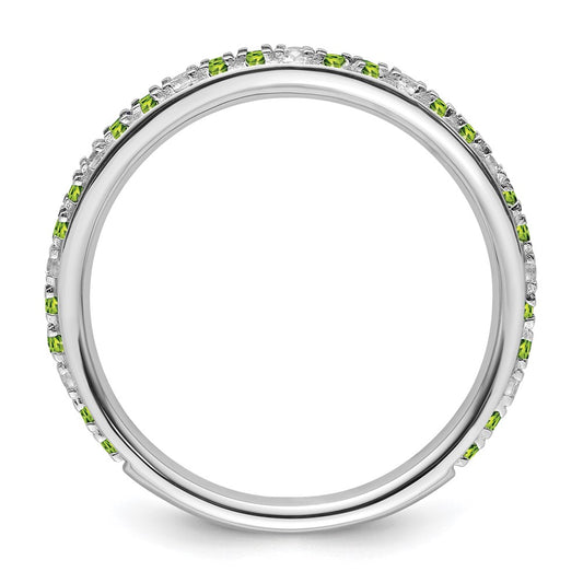 14k White Gold Stackable Expressions Peridot and Diamond Ring