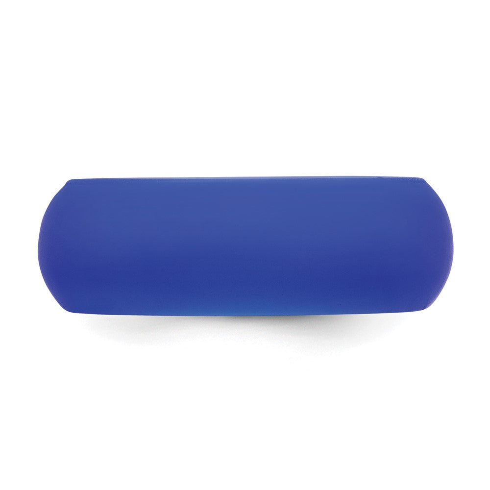 Silicone Blue 8mm Domed Band Size 7
