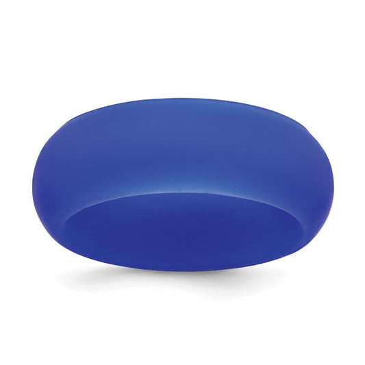 Silicone Blue 8mm Domed Band Size 7
