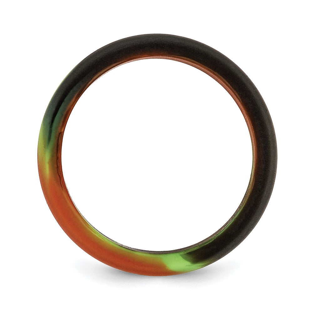 Silicone Green and Brown Camouflage 8.7mm Domed Band Size 11