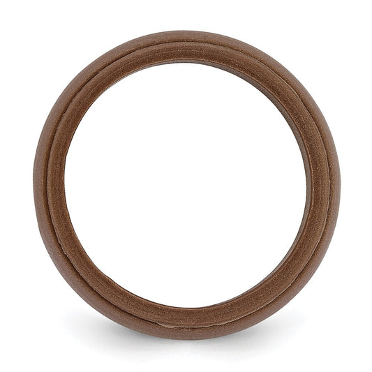 Silicone Bronze Metallic 8mm Ridged Edge Band Size 13