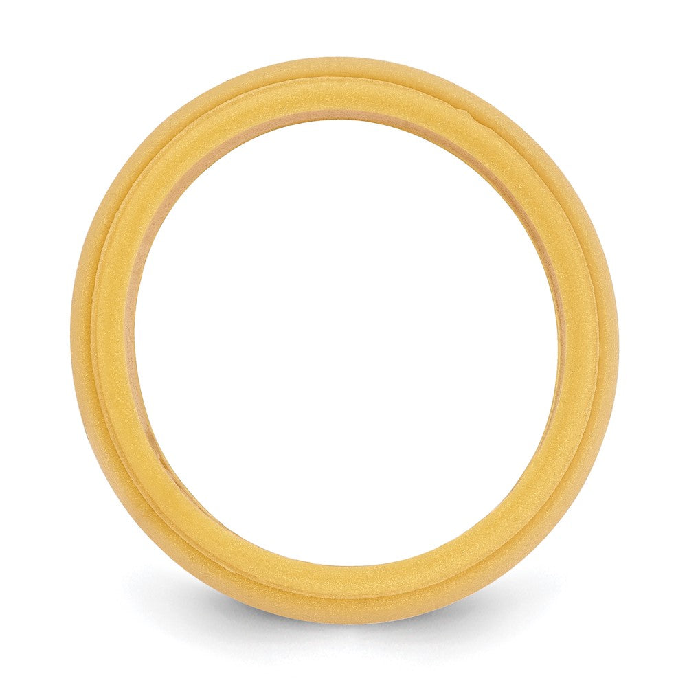 Silicone Gold Metallic 8mm Ridged Edge Band Size 14