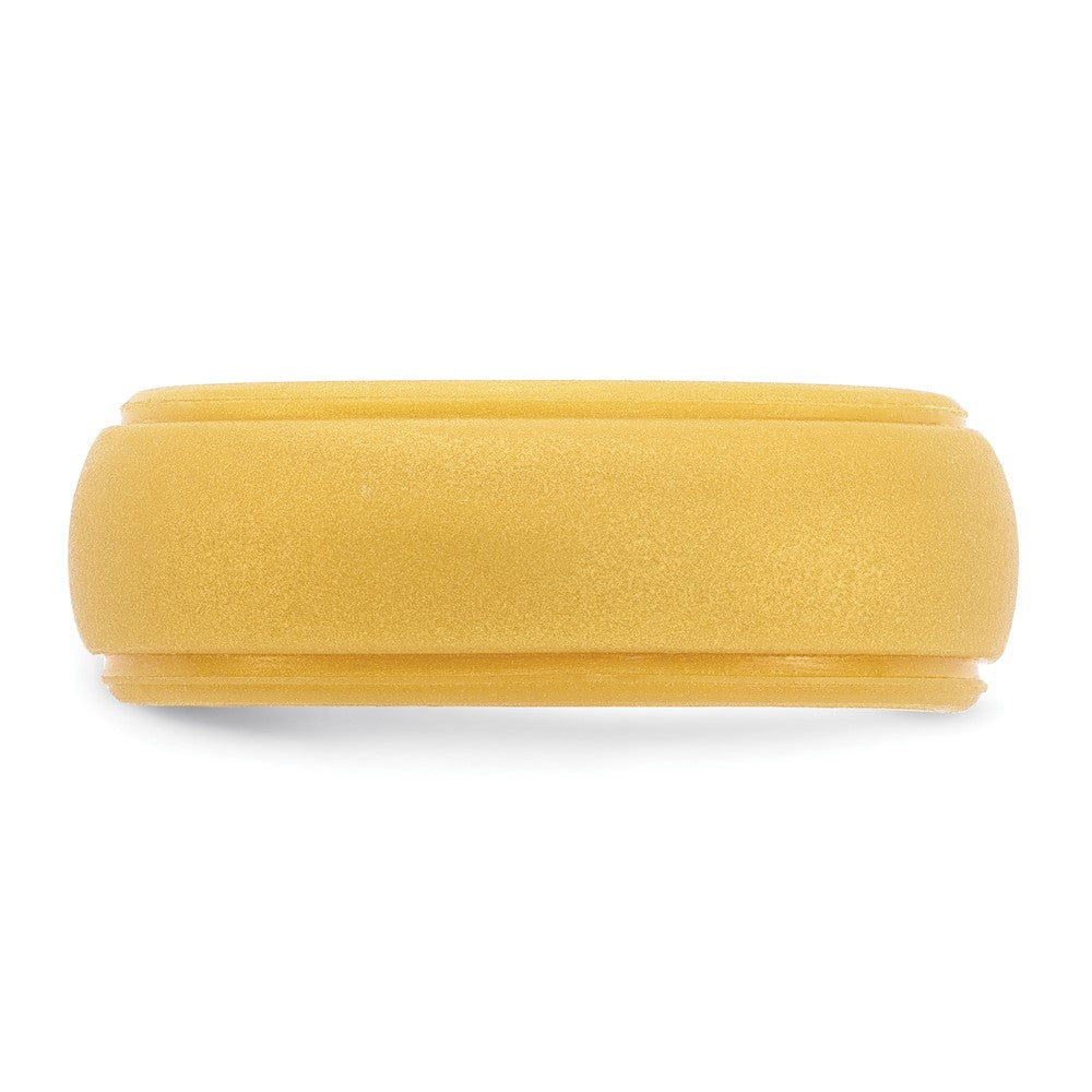 Silicone Gold Metallic 8mm Ridged Edge Band Size 14