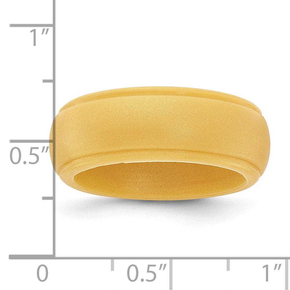 Silicone Gold Metallic 8mm Ridged Edge Band Size 14