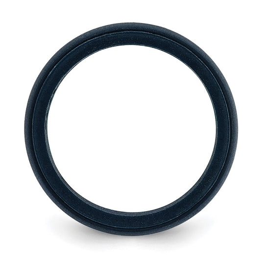 Silicone Navy Blue 8mm Ridged Edge Band Size 8
