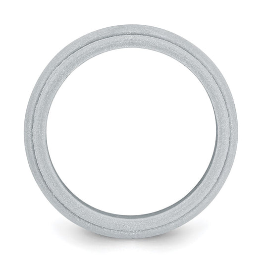 Silicone Silver Metallic 8mm Ridged Edge Band Size 11