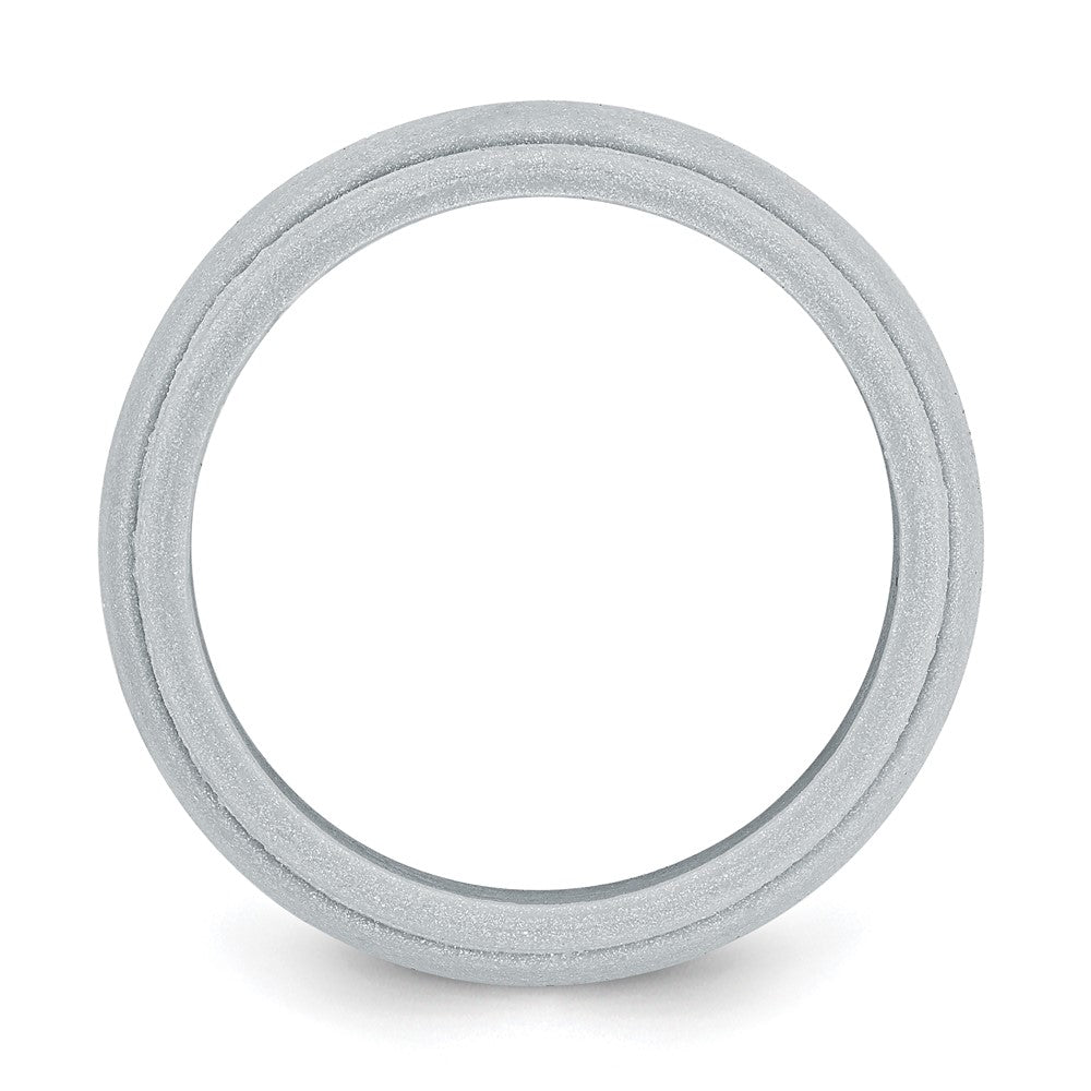 Silicone Silver Metallic 8mm Ridged Edge Band Size 12