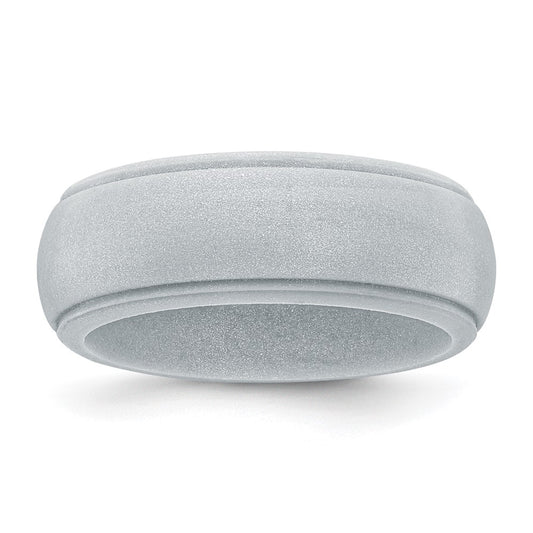 Silicone Silver Metallic 8mm Ridged Edge Band Size 12