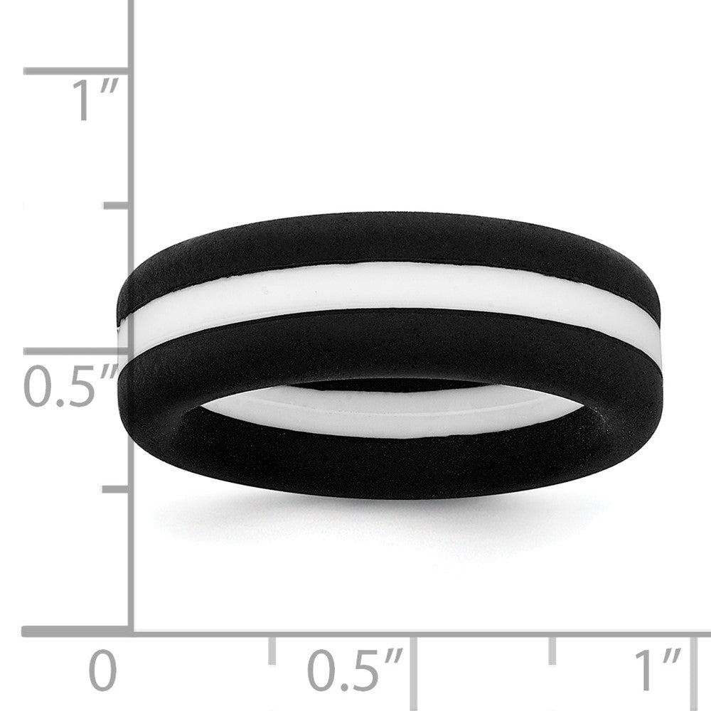 Silicone Black with White Line Center 7.5mm Flat Band Size 11