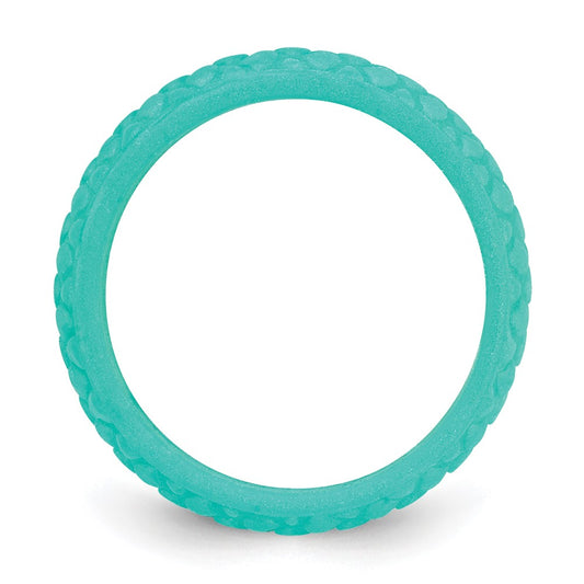 Silicone Sky Blue Mermaid Pattern 5.7mm Domed Band Size 8
