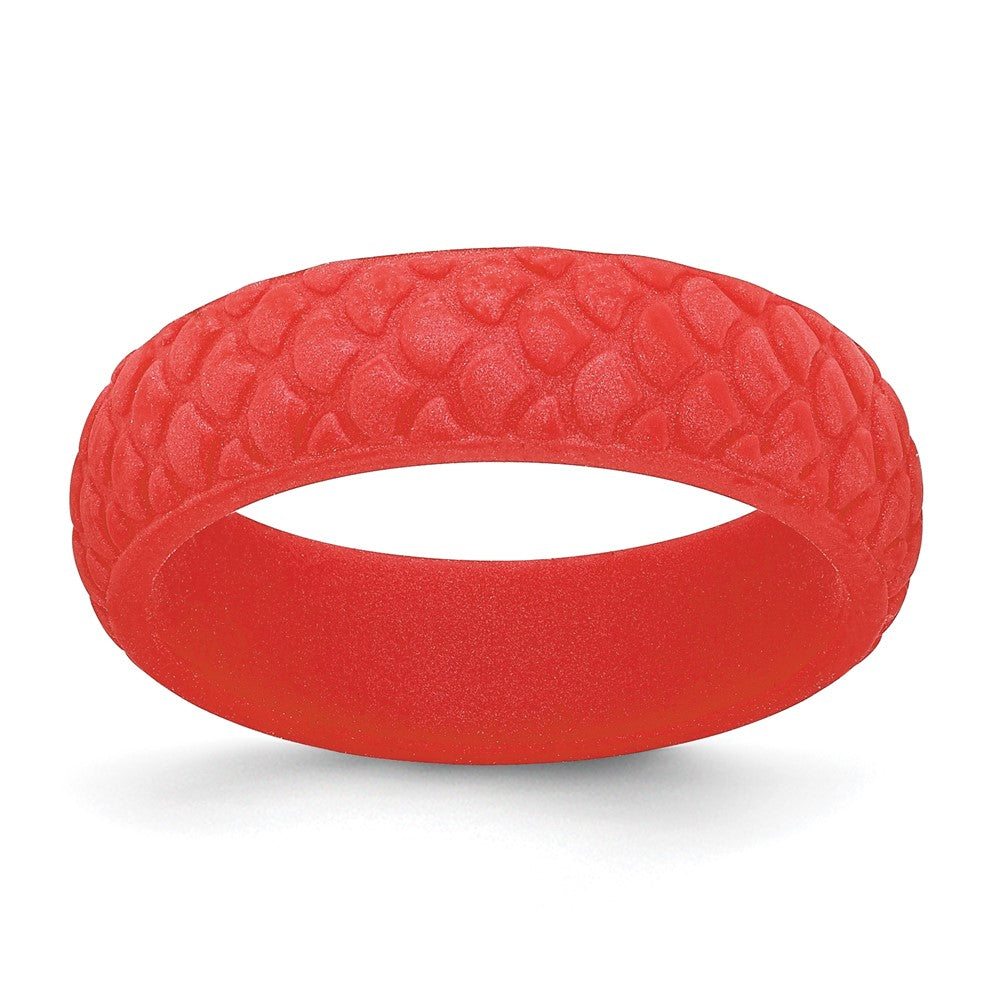 Silicone Red Mermaid Pattern 5.7mm Domed Band Size 8