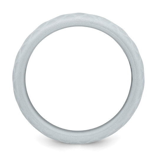 Silicone Metallic Silver 8.70mm Fish Scale Pattern Band