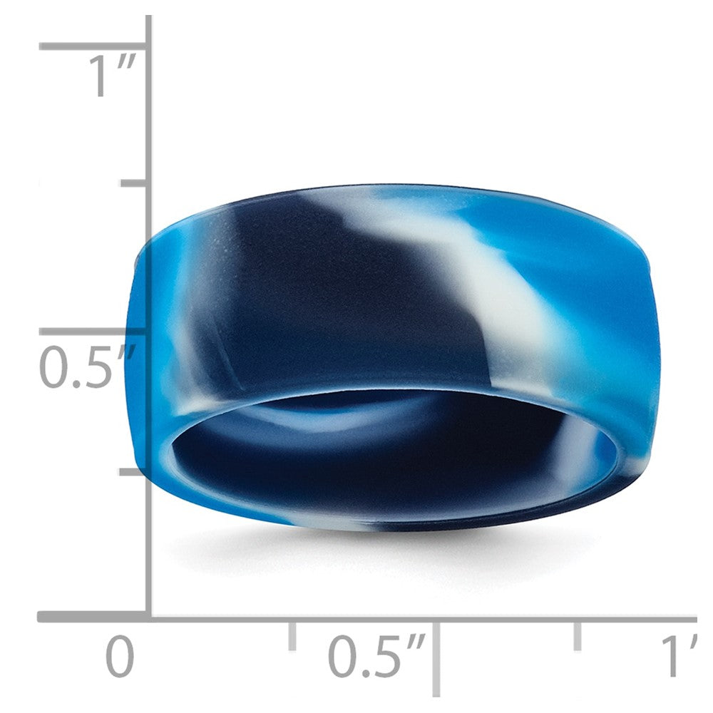 Silicone Blue/White 8.70mm Flat Edge Band