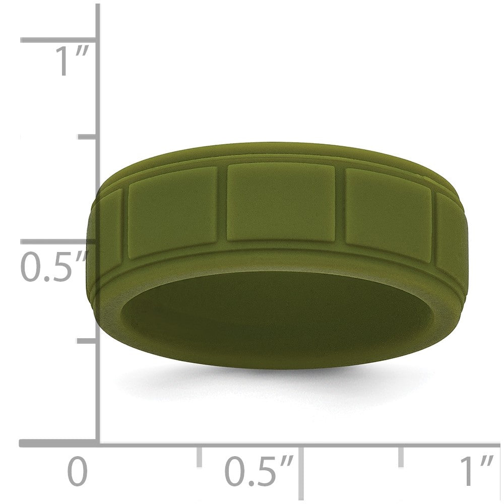 Silicone Olive Green 8mm Grid Pattern Band
