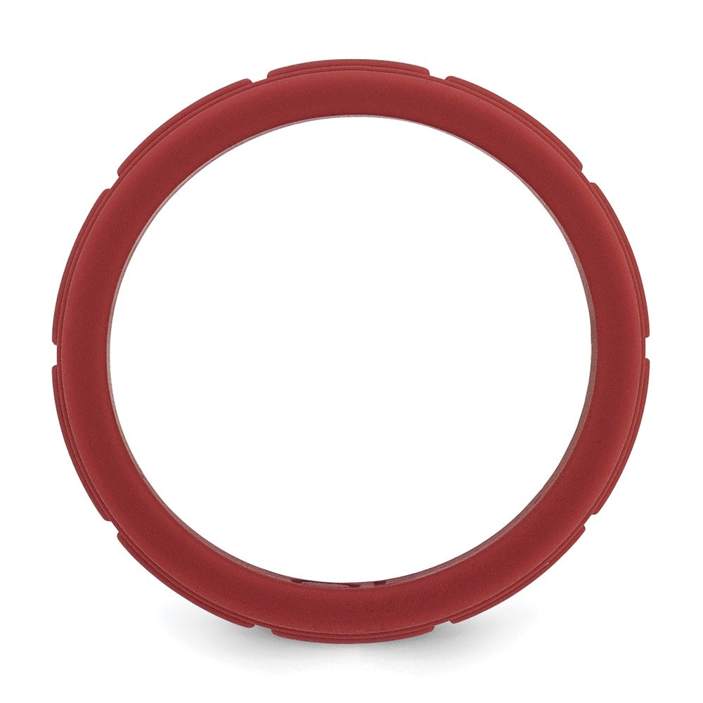 Silicone Dark Red 8mm Grid Pattern Band