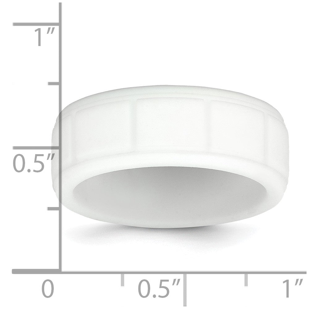 Silicone White 8mm Grid Pattern Band