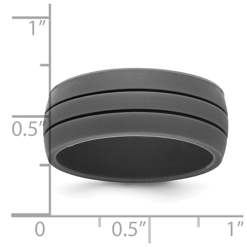 Silicone Dark Gray 8.50mm Grooved Band