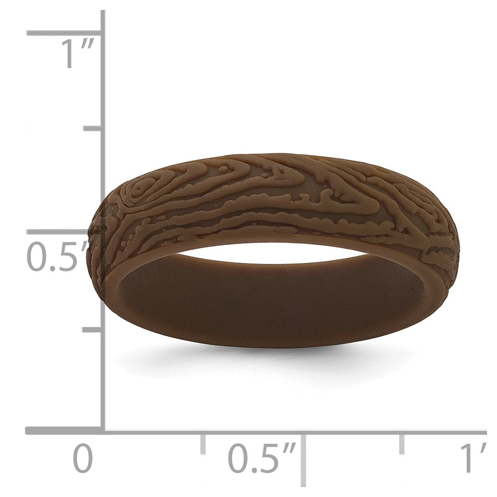 Silicone Brown 5.70mm Wood Grain Pattern Band