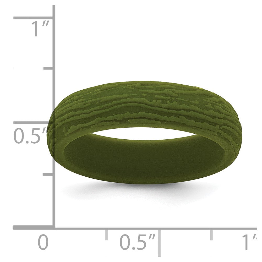 Silicone Olive Green 5.70mm Wood Grain Pattern Band
