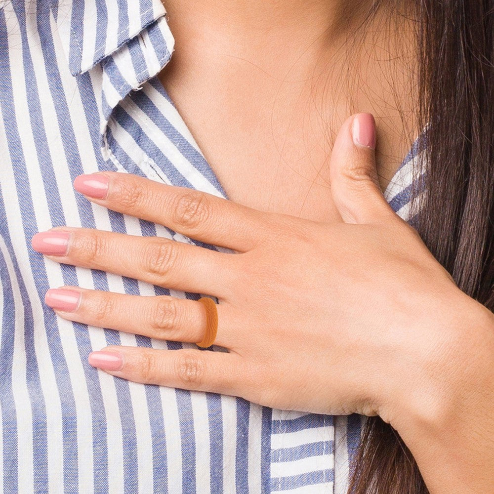 Silicone Pumpkin Orange 5.70mm Wood Grain Pattern Band