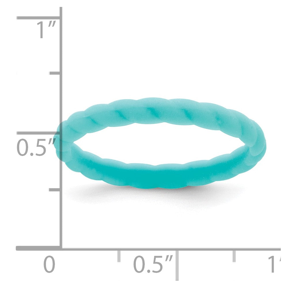 Silicone Aqua Blue 3mm Braided Band