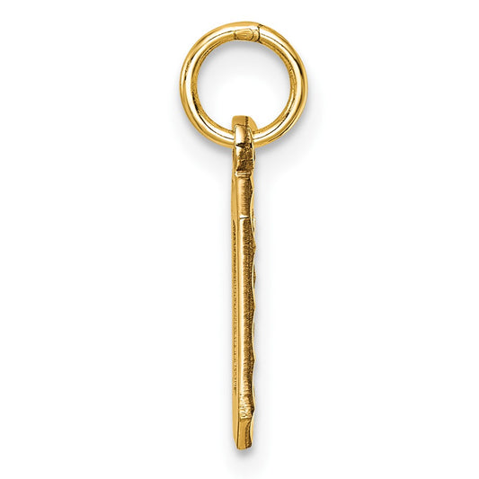 14k Small Brushed Diamond-cut Number 0 Charm