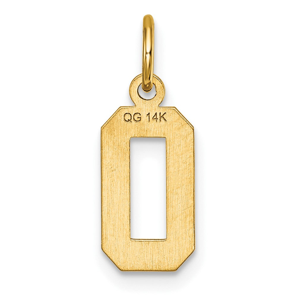 14k Small Brushed Diamond-cut Number 0 Charm