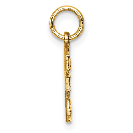 14k Small Brushed Diamond-cut Number 3 Charm