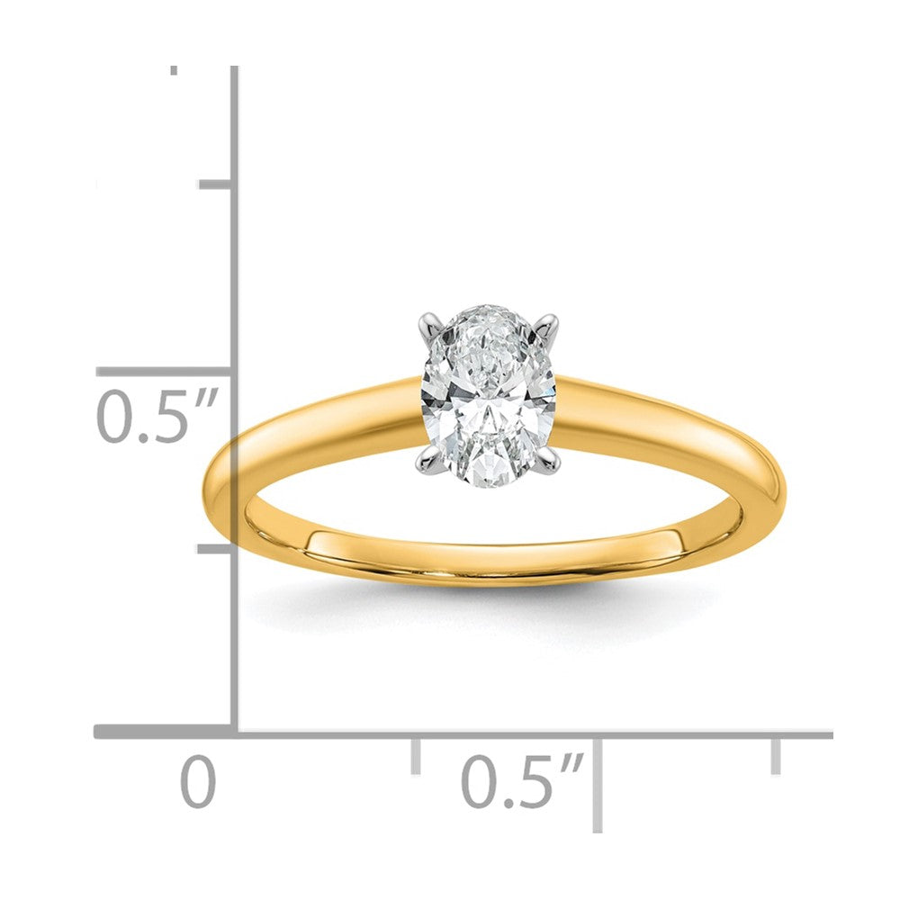 14k Two-Tone 1/2 carat Lab Grown Diamond VS/SI+ G+ Oval Complete Solitaire Engagement Ring