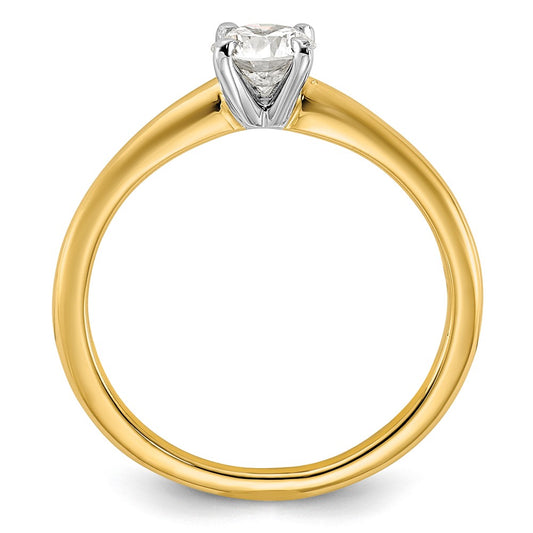 14k Two-Tone 1/2 carat Certified Lab Grown Diamond VS/SI+ G+ Round Complete Solitaire Engagement Ring