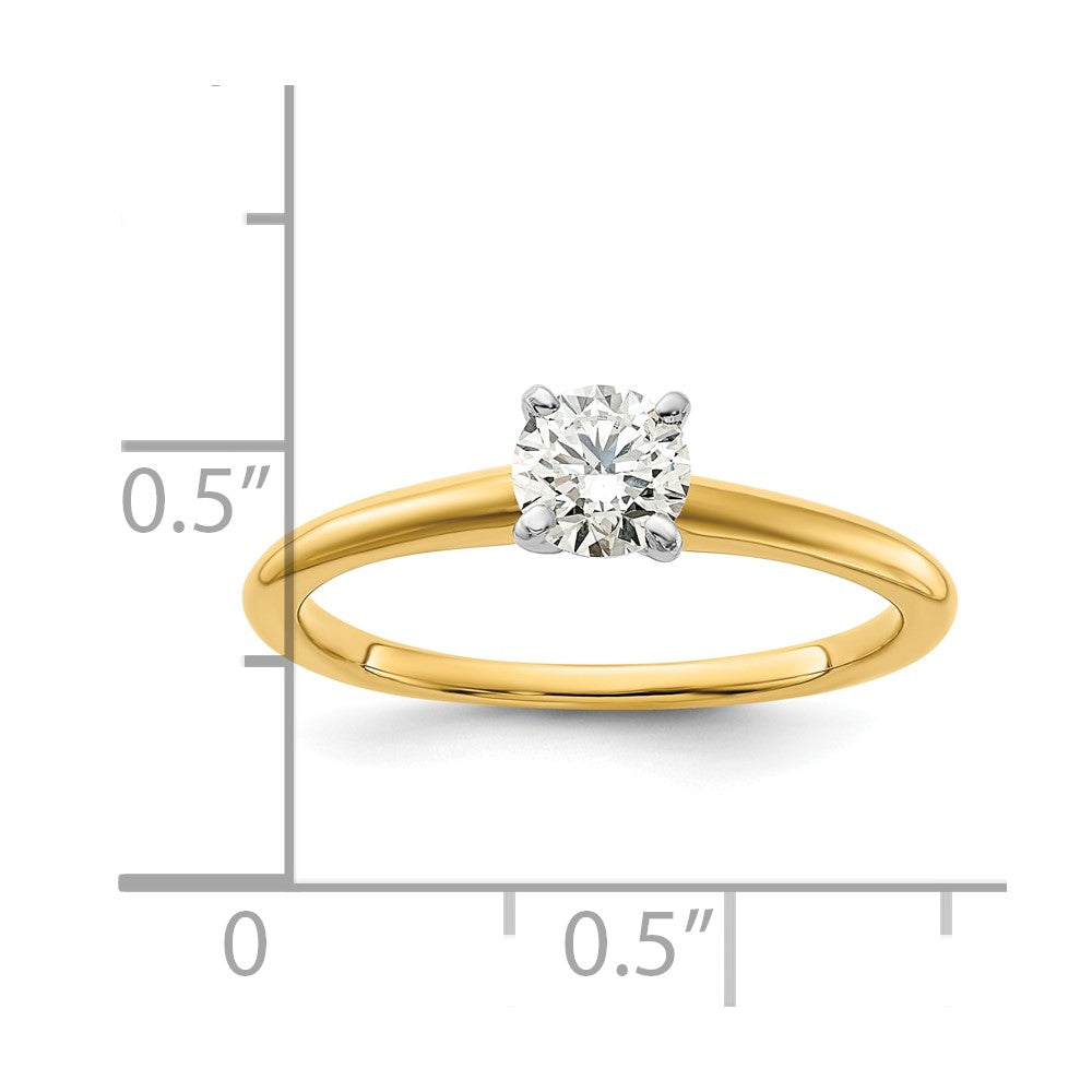 14k Two-Tone 1/2 carat Lab Grown Diamond VS/SI+ G+ Round Complete Solitaire Engagement Ring