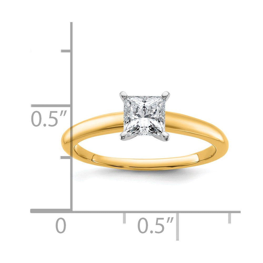 14k Two-tone 3/4 carat Lab Grown Diamond VS/SI+ G+ Princess Complete Solitaire Engagement Ring