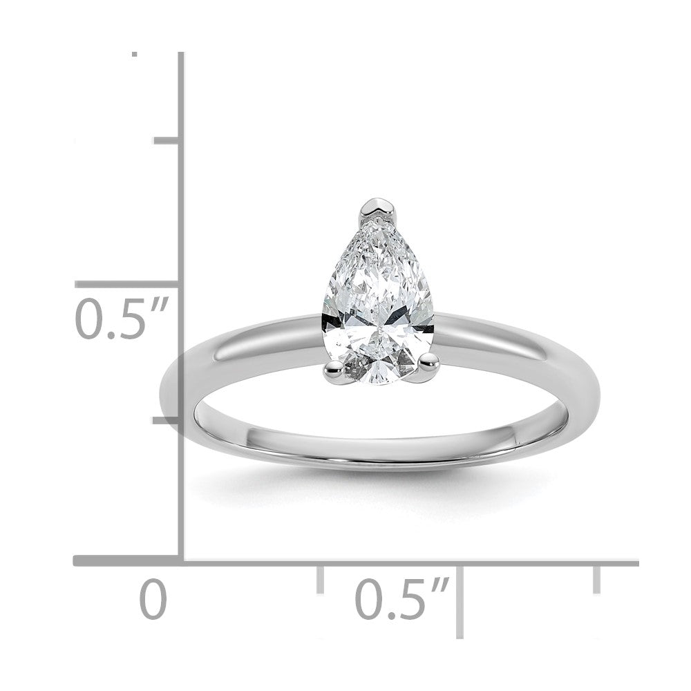 14k White Gold 3/4 carat Certified Lab Grown Diamond VS+ F+ Pear Solitaire Complete Engagement Ring