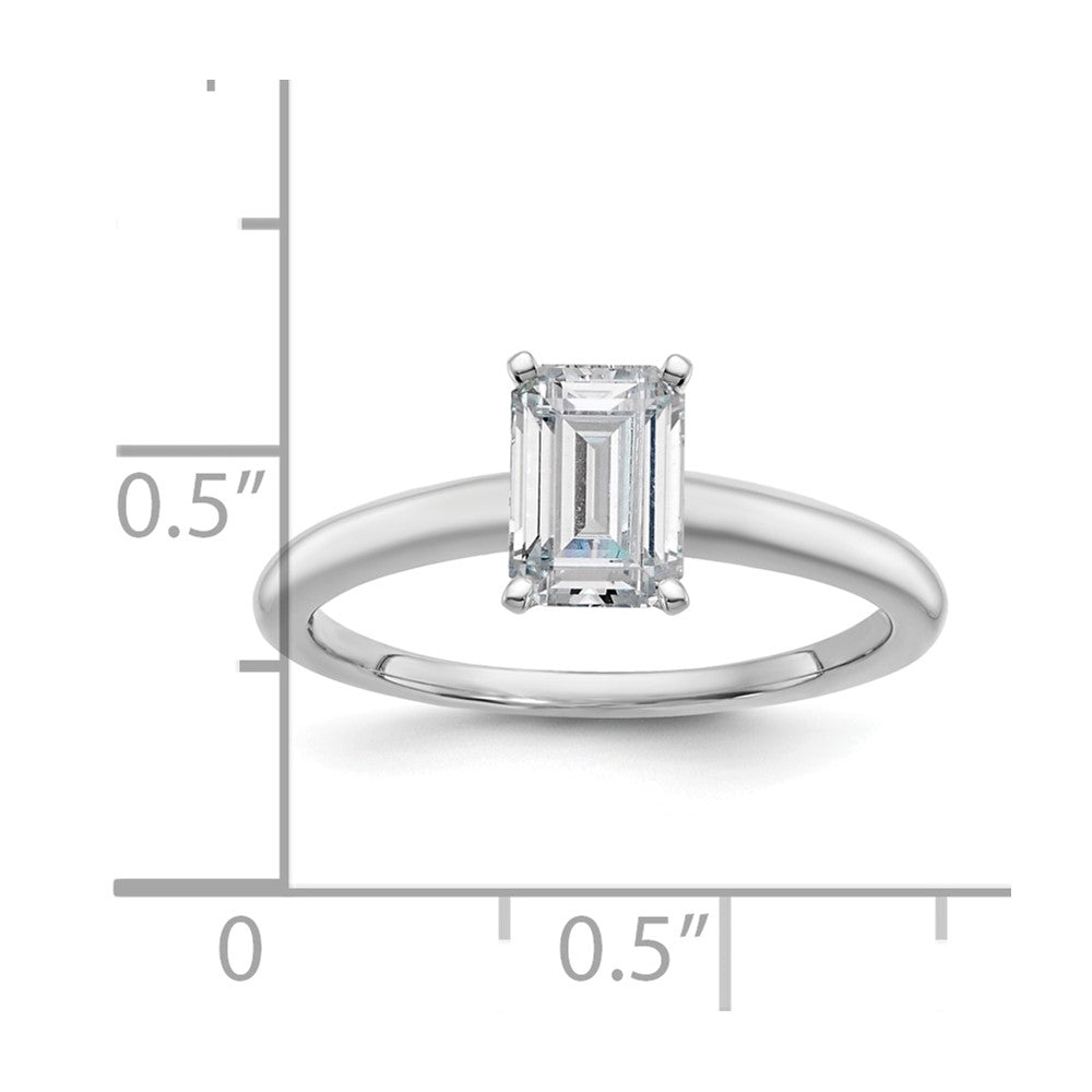 14k White Gold 1 carat Lab Grown Diamond VS+ F+ Emerald Solitaire Complete Engagement Ring