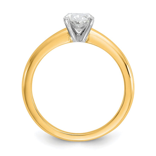 14k Two-Tone 1 carat Lab Grown Diamond VS/SI+ G+ Oval Complete Solitaire Engagement Ring