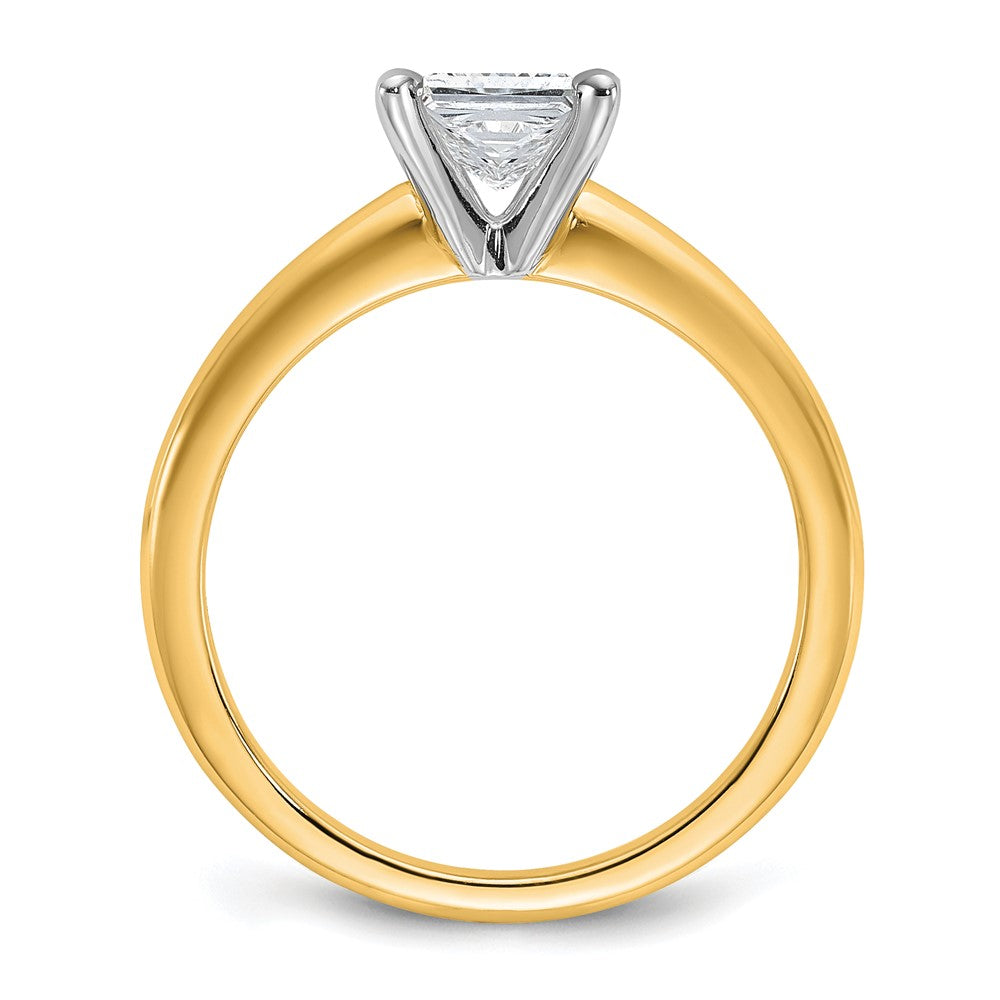 14k Two-tone 1 carat Lab Grown Diamond VS+ F+ Princess Complete Solitaire Engagement Ring