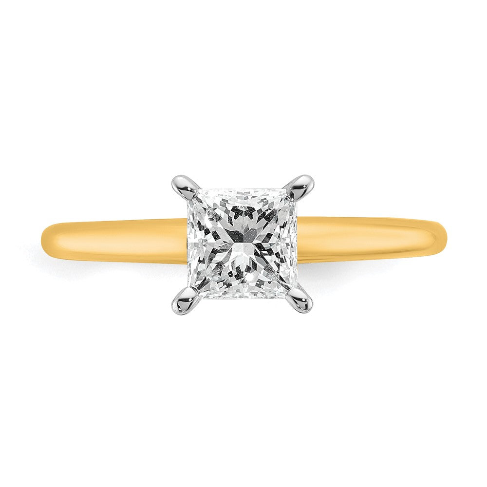 14k Two-tone 1 carat Lab Grown Diamond VS+ F+ Princess Complete Solitaire Engagement Ring