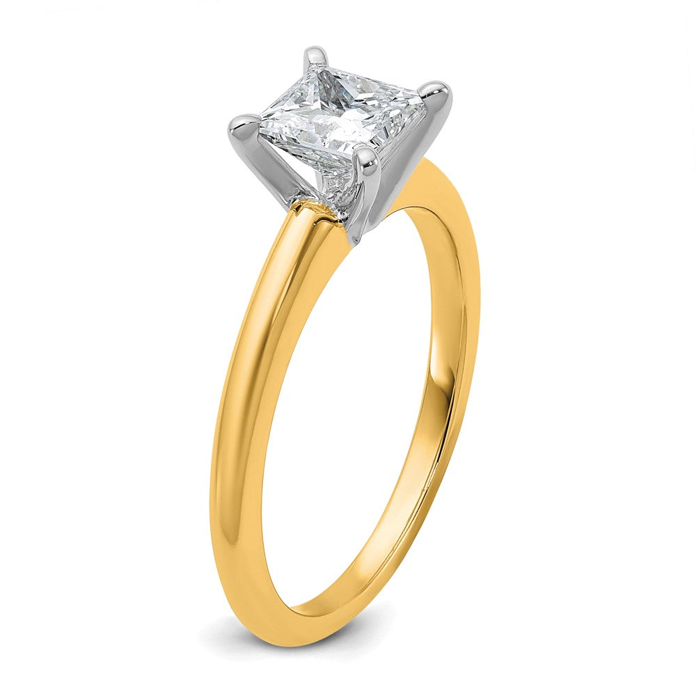 14k Two-tone 1 carat Lab Grown Diamond VS+ F+ Princess Complete Solitaire Engagement Ring