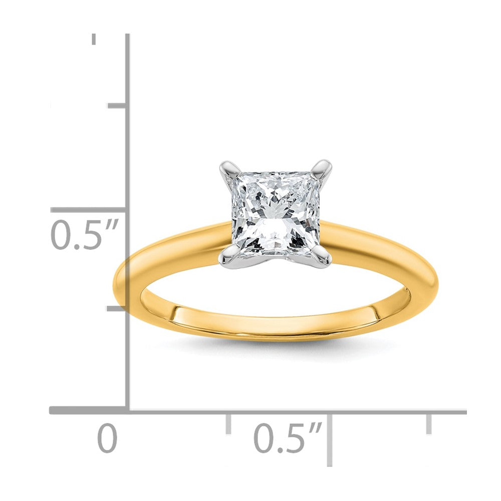 14k Two-tone 1 carat Lab Grown Diamond VS+ F+ Princess Complete Solitaire Engagement Ring