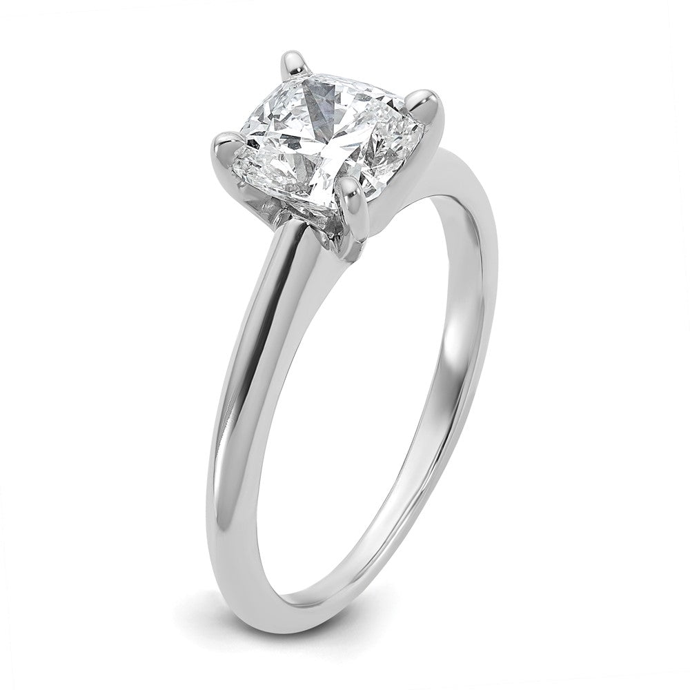 14k White Gold 1 1/2 carat Certified Lab Grown Diamond VS+ F+ Cushion Complete Solitaire Engagement Ring